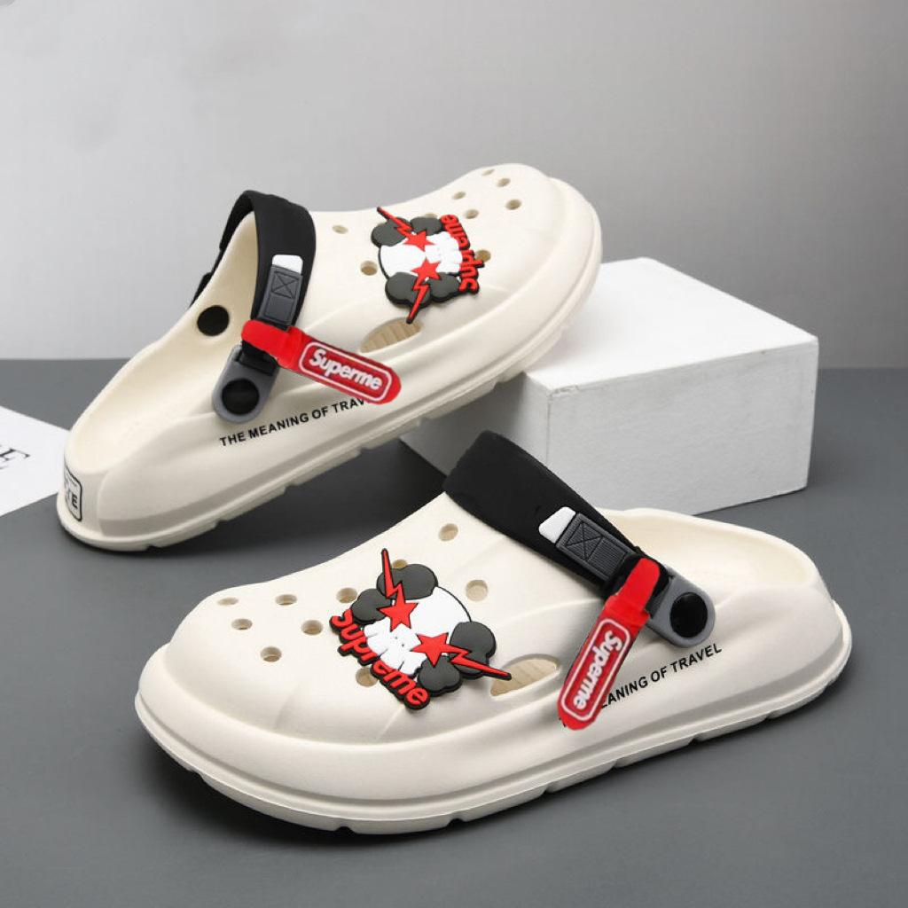 Thick-soled Hole Shoes Men's 2025 New Non-slip Thick-soled Light and Breathable Beach Bag Head Cool Slippers