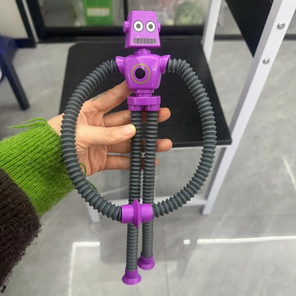 Non-Toxic Children Suction Cup Toys Pop Tubes Stress Relief Telescopic Robot Toy Sensory Bellows Toys Anti-Stress Squeeze Toys