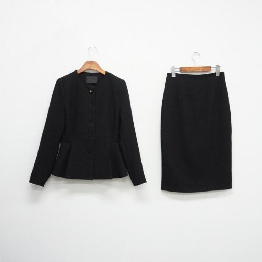 Style Latte Women S No Collar Peplum Jacket Skirt Two Piece Setup Suit