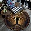 Golden Tree Round Area Rug,Carpet Rug for Living Room Bedroom Sofa Playroom Decor,Non-slip Floor Mat