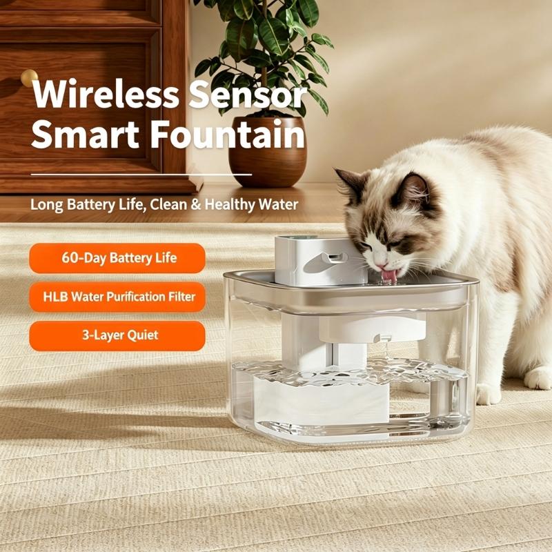 Pet Water Dispenser for Felines and Small to Medium Dogs, Approach-Activated Cycle with 3.1 L Capacity and 6 Filters