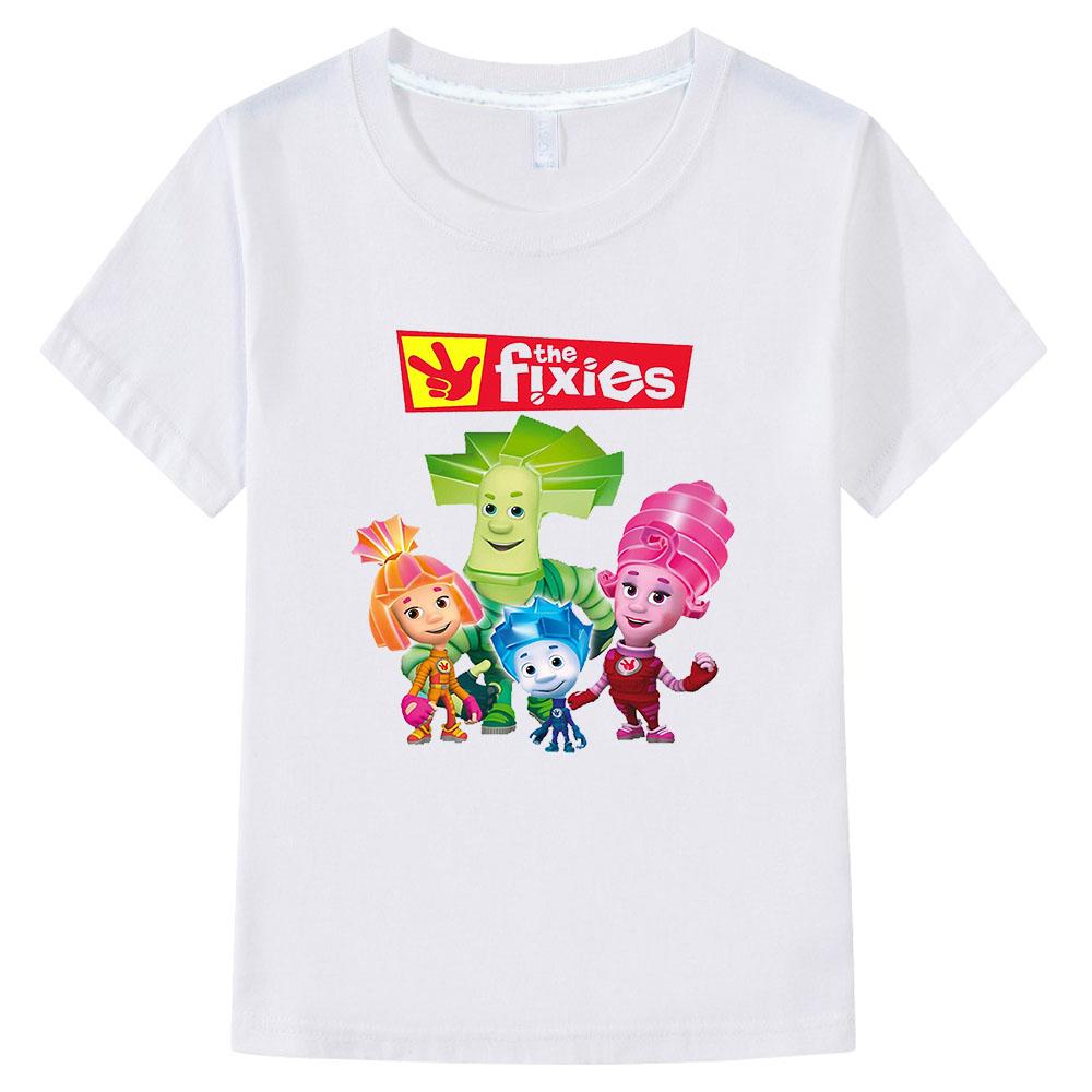 The Fixies Cartoon Boys and Girls 100%Cotton T-shirt Anime Print Short Sleeves Sports Comic Kids Clothing Toddler Tees for Summer Funny T-shirt