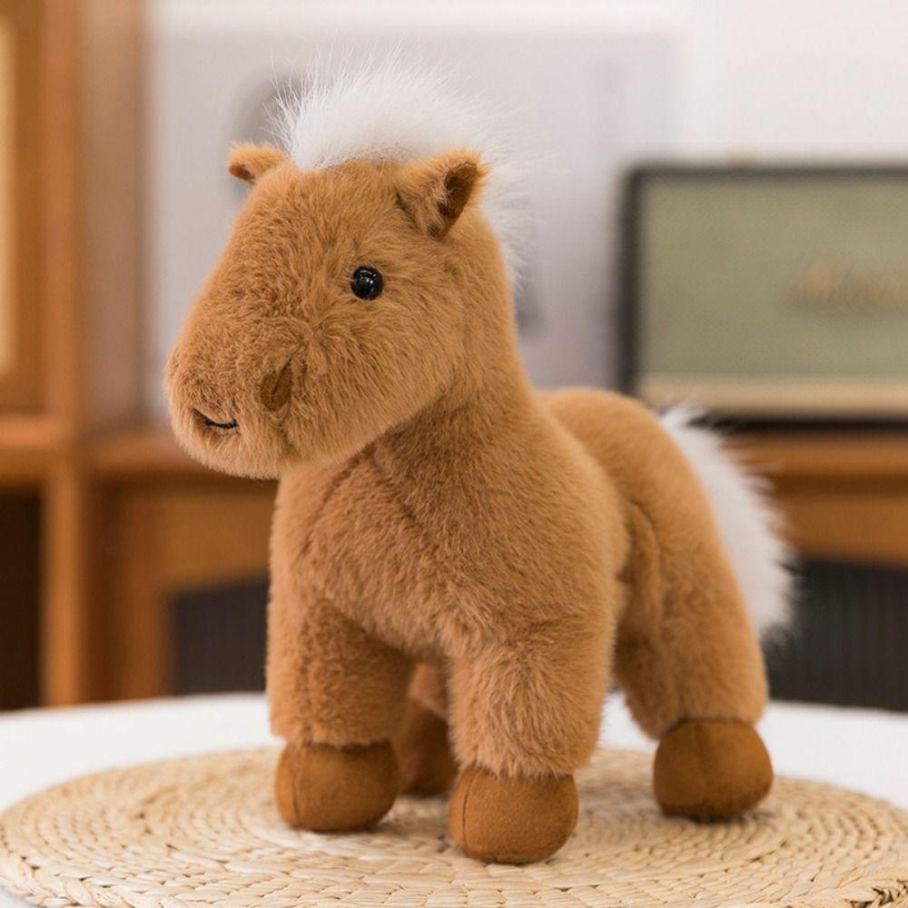 Simulation Standing Foal Plush Doll with Mane Cartoon Horse Stuffed Toy Horse Plush Toys  Kids Gift