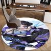 1pc Anime Design Round Carpet - Office Chair Mat with Cool Girl Holding Scissors and Music Notes, Suitable for Home Decor