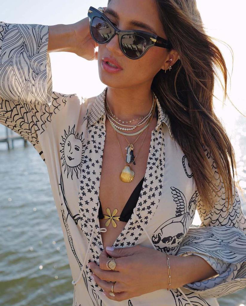 2025 Spring European Women's Casual Two-Piece Set: Loose Printed Shirt & Shorts