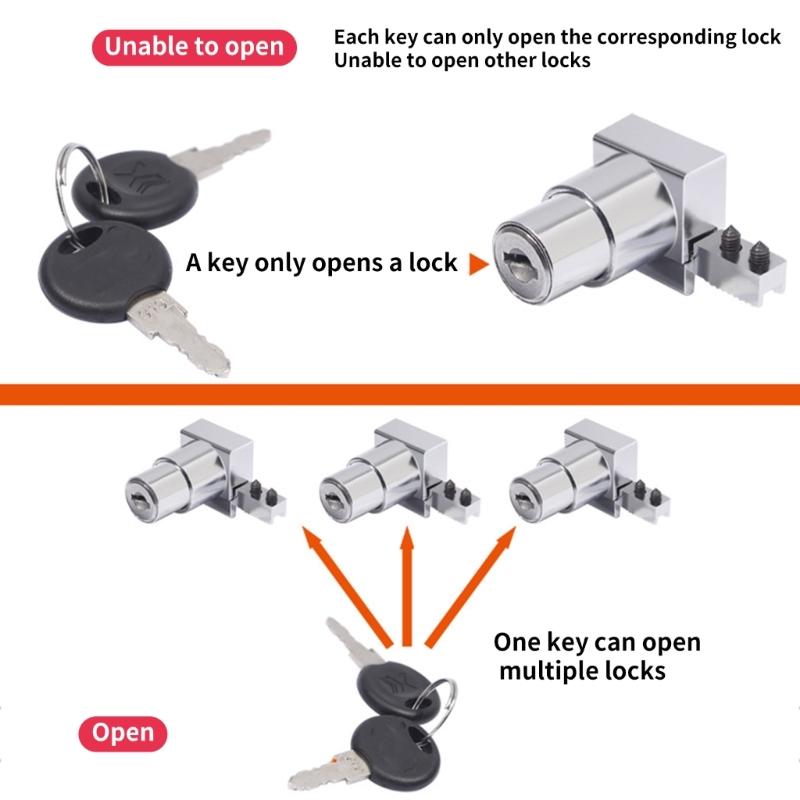 4Pcs Plunger Push Lock with Key For Sliding Glass Door Display Case Showcase Hinged Glass Cabinet Lock for 5mm-8mm Door