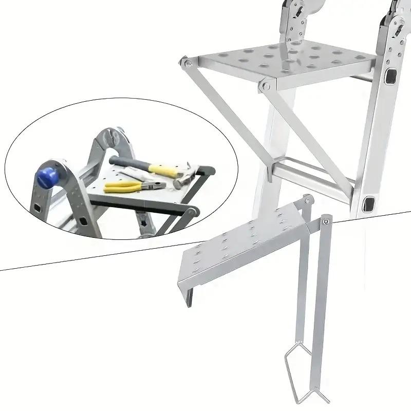 1 Stück Metall-Leiterzubehör mit ausziehbarem Arbeitsstationssystem und Werkzeugablage, geeignet für große Leitern, rutschfeste Funktion