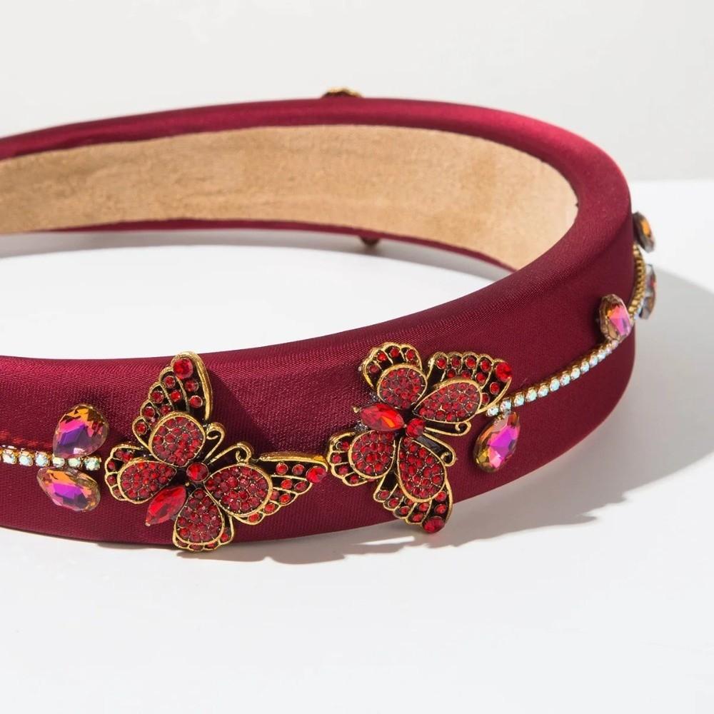 Court Style Hair Hoop Butterfly Rhinestone Wide Hairbands Baroque Headband  Women Hair Accessories