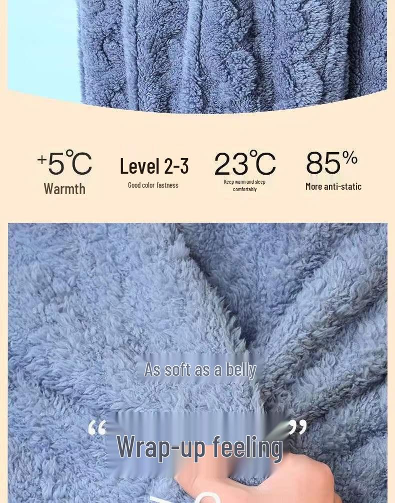 Thickened Jacquard Shu Cotton Fleece Pajama Set for Couples - Women's Solid Color Winter Homewear