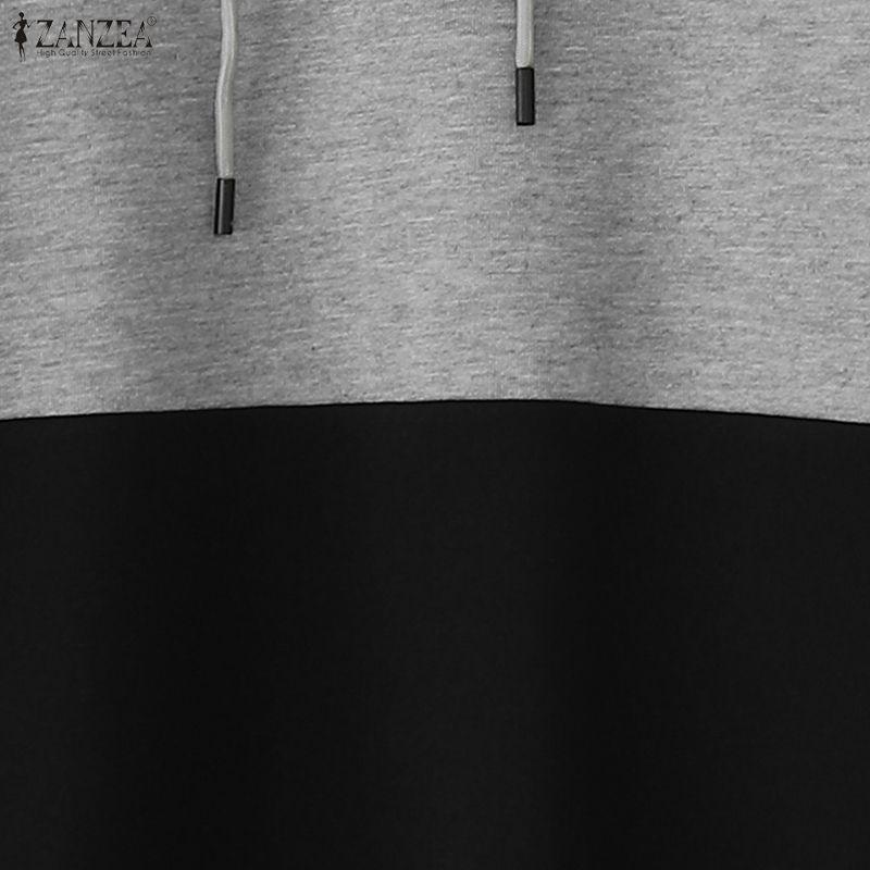 ZANZEA Women Hoodies Casual Long Sleeve Patchwork Pullover Hooded Sweatshirts