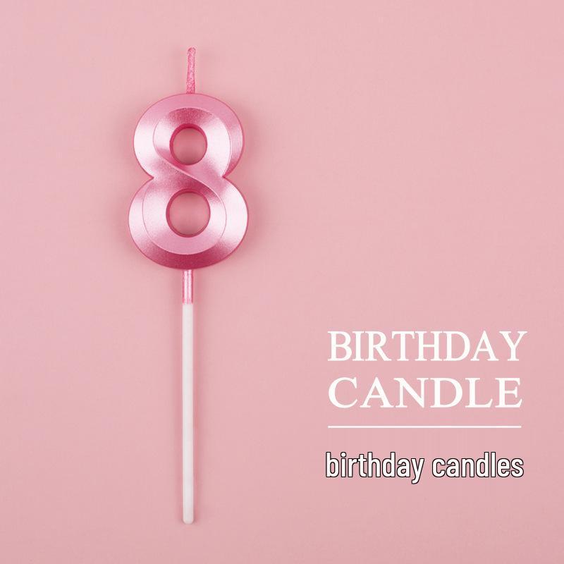 Gold and Silver Number Candles for Birthday Cakes - Pink Exquisite Design