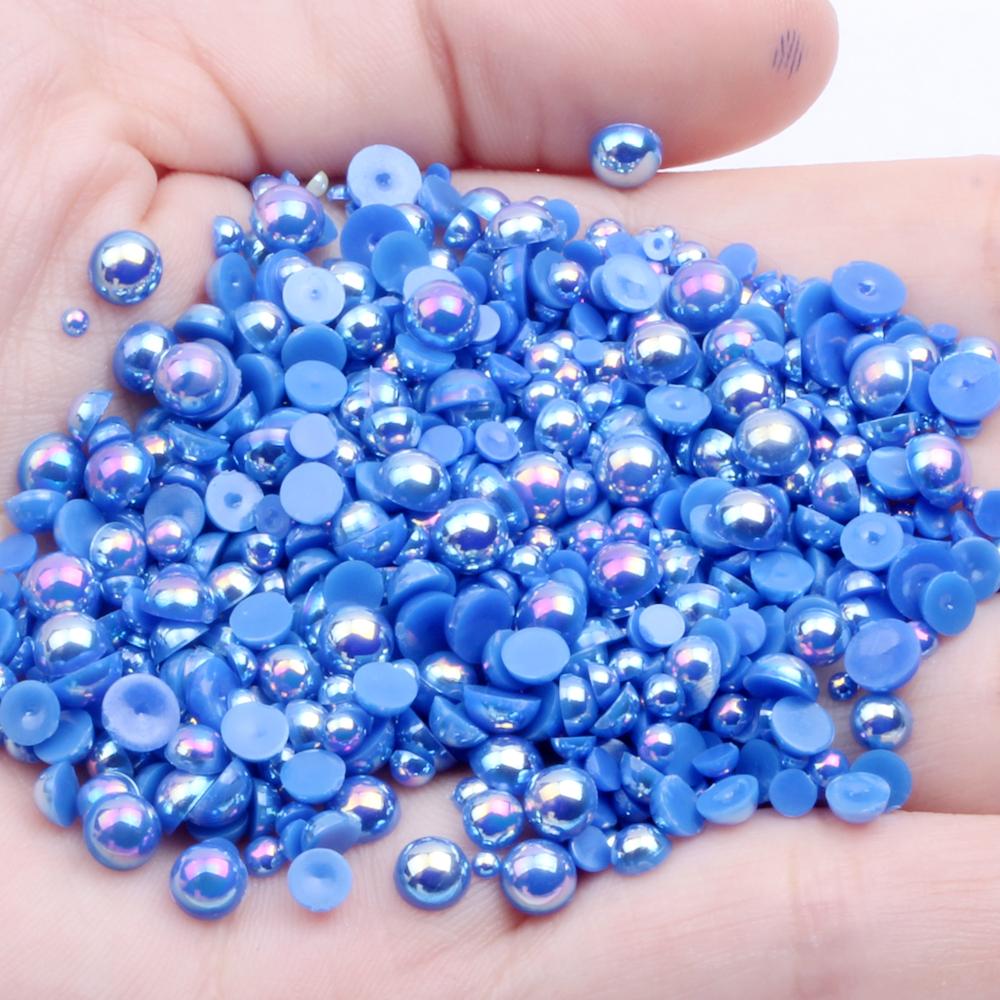 Resin Half Round Flatback Beads 2-6mm Mix Size Glue on Loose Rhinestones for Clothes Dresses DIY Crafts Scrapbook Decoration