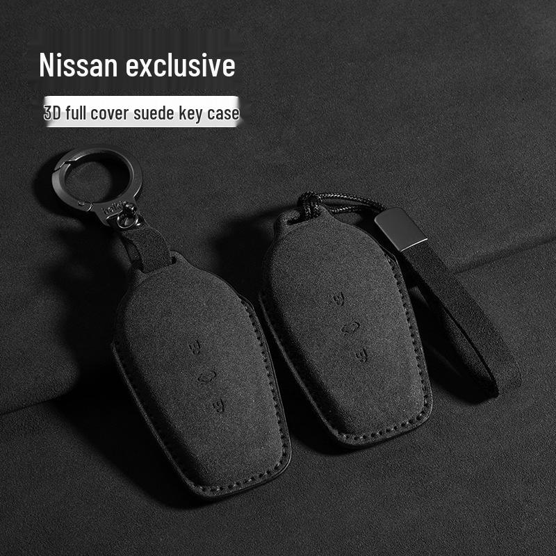 2025 Nissan N7 Suede Key Case: Protective Shell with Buckle Chain for Car Keys