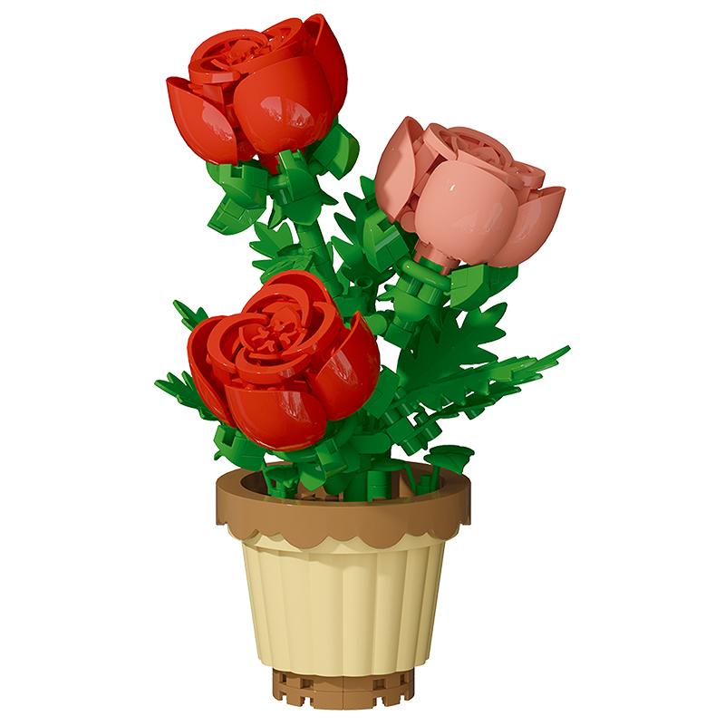Children's handmade DIY potted desktop decorations simulated flower bouquets small particle assembly puzzle toys