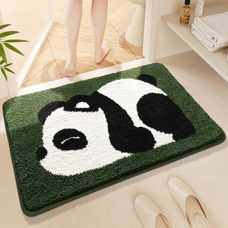 Selected room specific floor mat, water absorbing quick drying household foot mat, cartoon plush bathroom door mat, panda toilet
