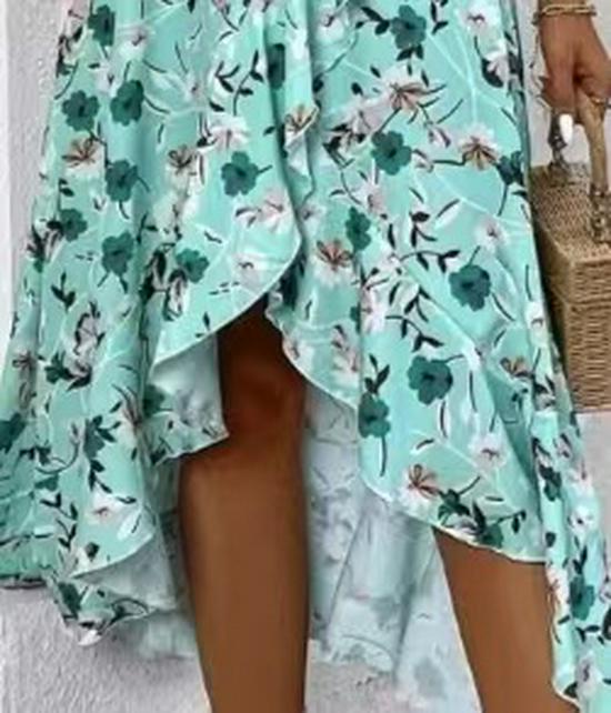 2025 Chic Floral Spaghetti Strap Off-Shoulder Ruffle Dress for Events