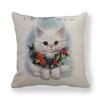 Weihnachts-Niedliche-Katzen-Serie Digitaldruck Kurzer Plüsch Kissenbezüge Dekorativ für Auto Sofa Büro Kissenbezug Haushaltswaren