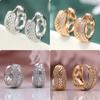 Romantic Hand Carved Hollowed Synthetic Zirconia Hoop Earrings for Women and Men's Exquisite Wedding Jewelry Accessories