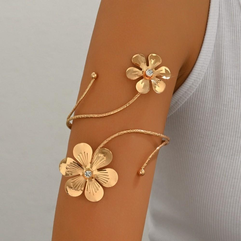Bohemia Style Open Arm Bangle Floral Armband Fashion Flower Bracelet Party