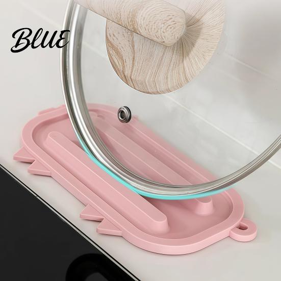 Durable TPR Spoon Rest Silicone Pot Lid Holder, Cute Pig Shaped, Non Slip Heat Resistant Mat Utensil Holder with Drain Grooves, Multifunctional