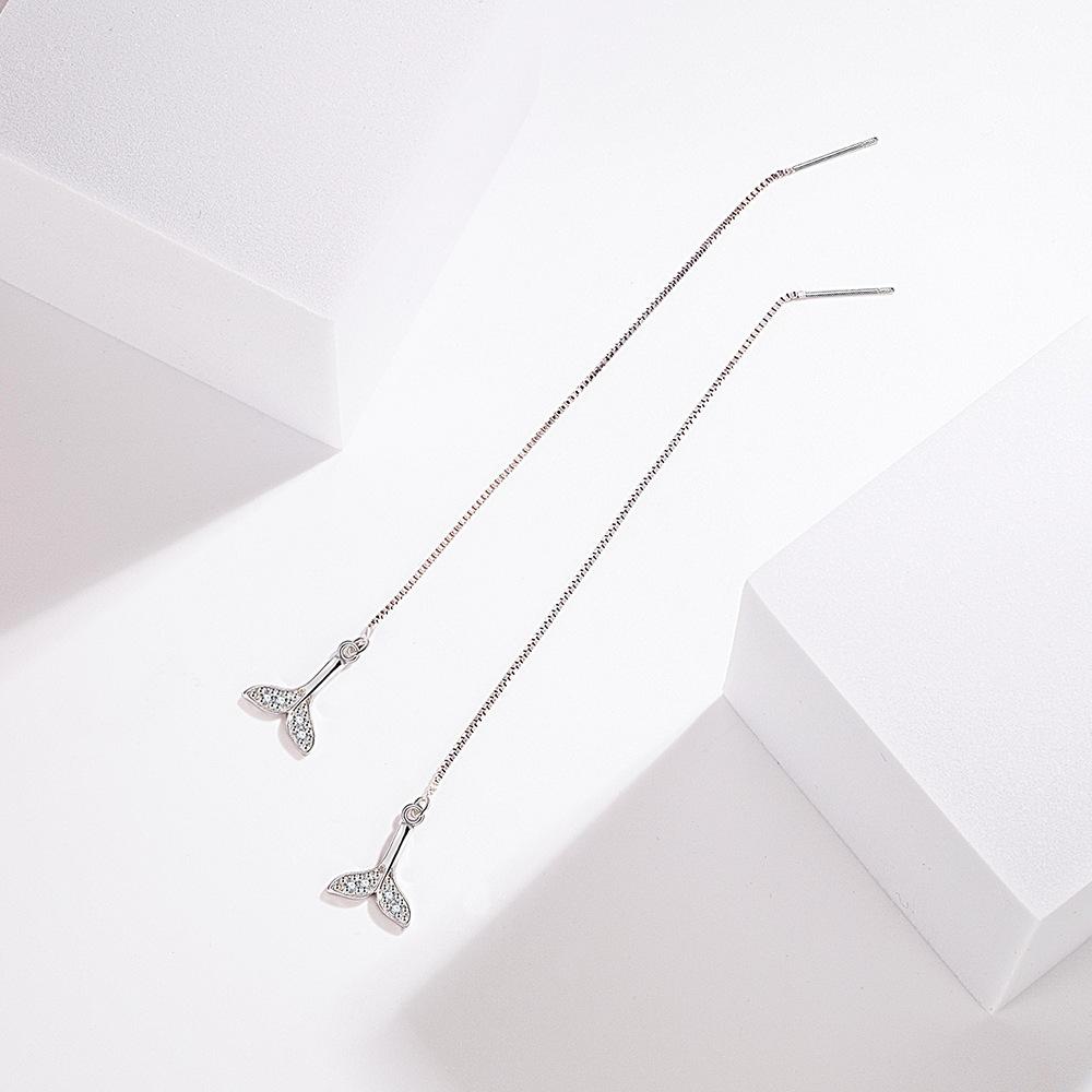 Beautiful Mermaid Micro-zircon Temperament Tassel Mid-length Fashionable Ear Wire Earrings