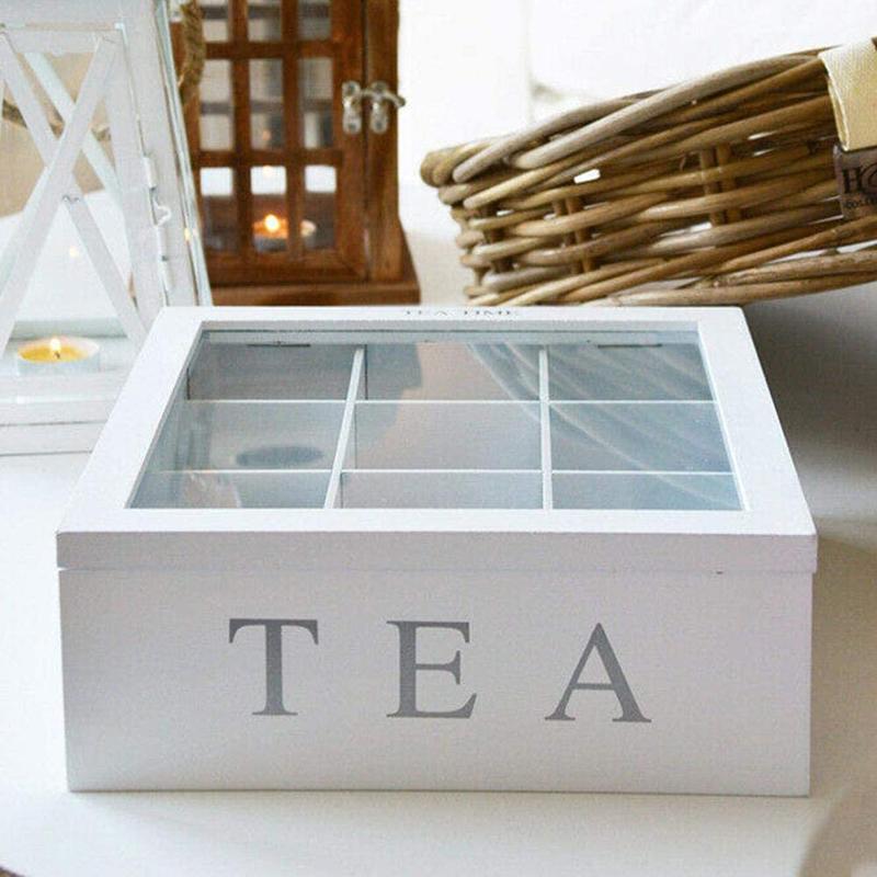 Vintage Storage Box 9 Grid Desktop Organizer Box For Jewelry Makeup Ring Necklace Tea Coffee Bag Multifunction Home Storage Box