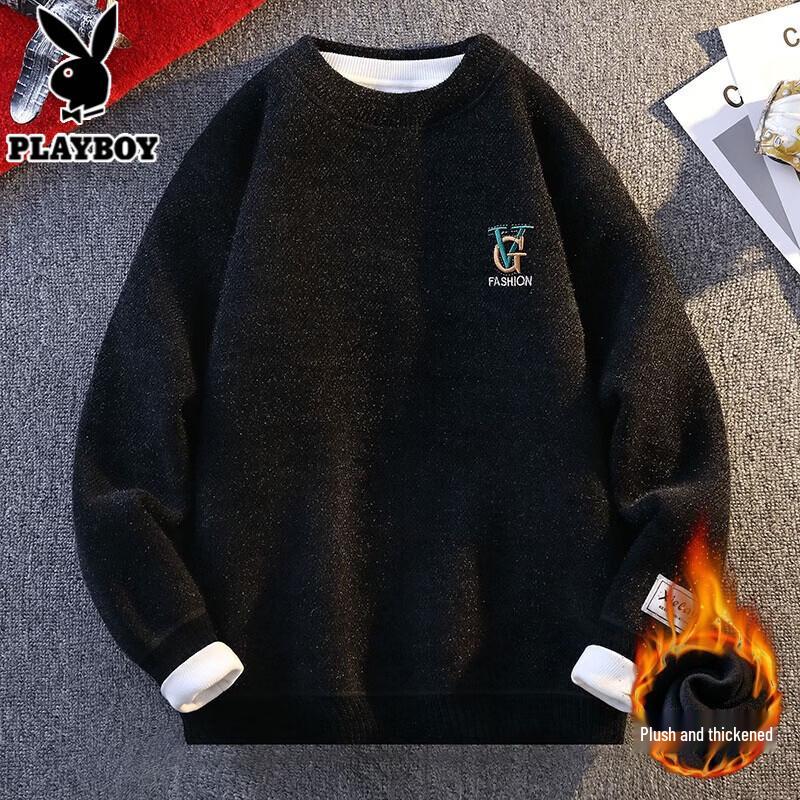 Playboy Men s Fleece Lined Round Neck Sweatshirt XL