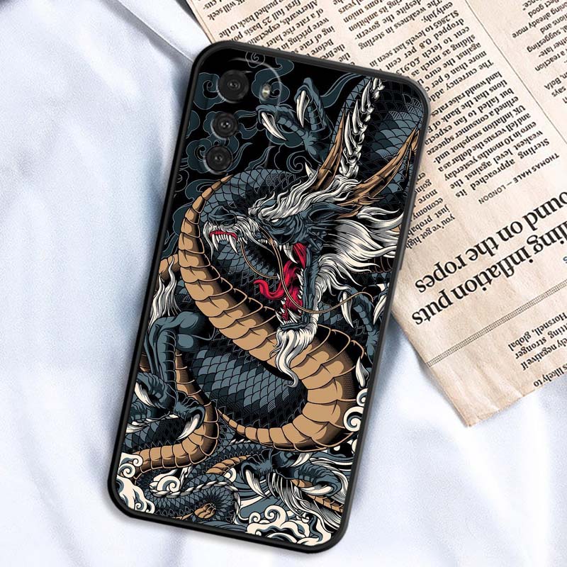 Fashion Dragon Illustration Phone Case For Motorola G85 Edge 50 G24 G35 G14 G04 40 G72 G34 G G54 G13 G32 5G Black