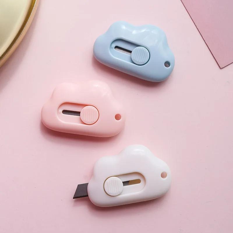 1pcs Cute Rabbit Cloud Color Mini Portable Utility Knife Paper Cutter Cutting Paper Razor Blade Office Stationery Cutting Supplies