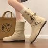 Retro belt buckle round head flat heel short boots women's 2025 autumn and winter new comfortable versatile fashion Martin boots