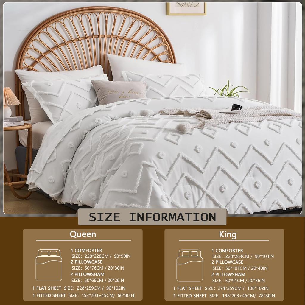 7 Pcs solid color tufted quilt set, microfiber soft and lightweight, durable and easy to wash bedding set , for all seasons