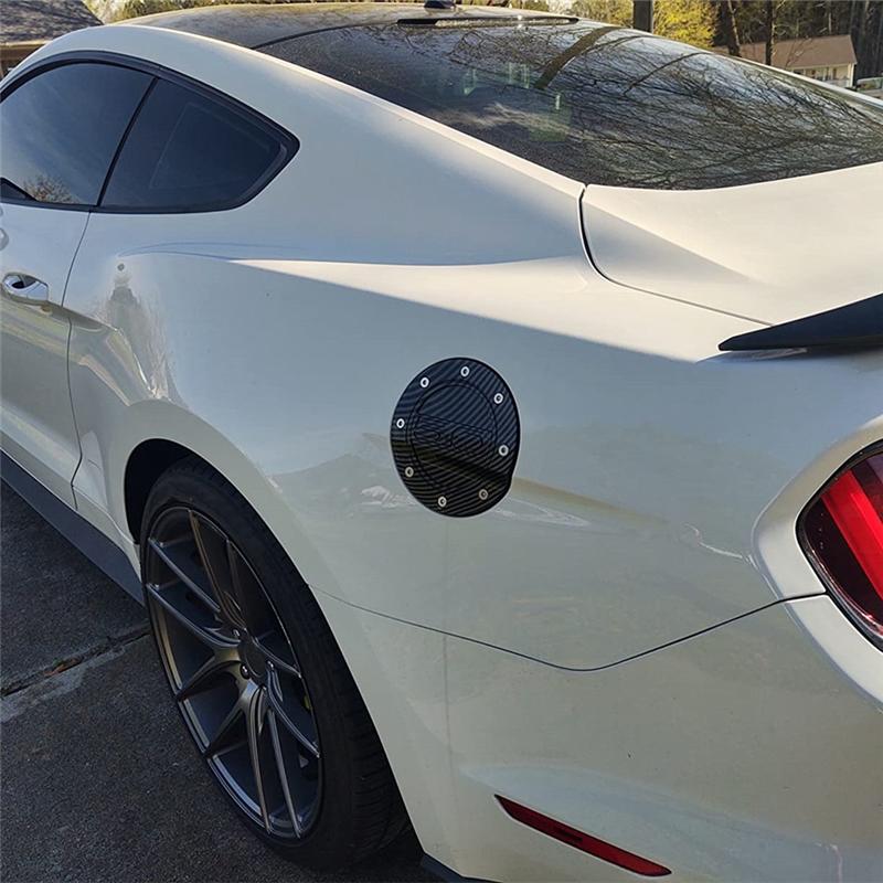 Trim Accessories Gas Cap Fuel Filler Door Cover For Car For Ford Mustang 2015- Gas Tank Cover Carbon Fiber
