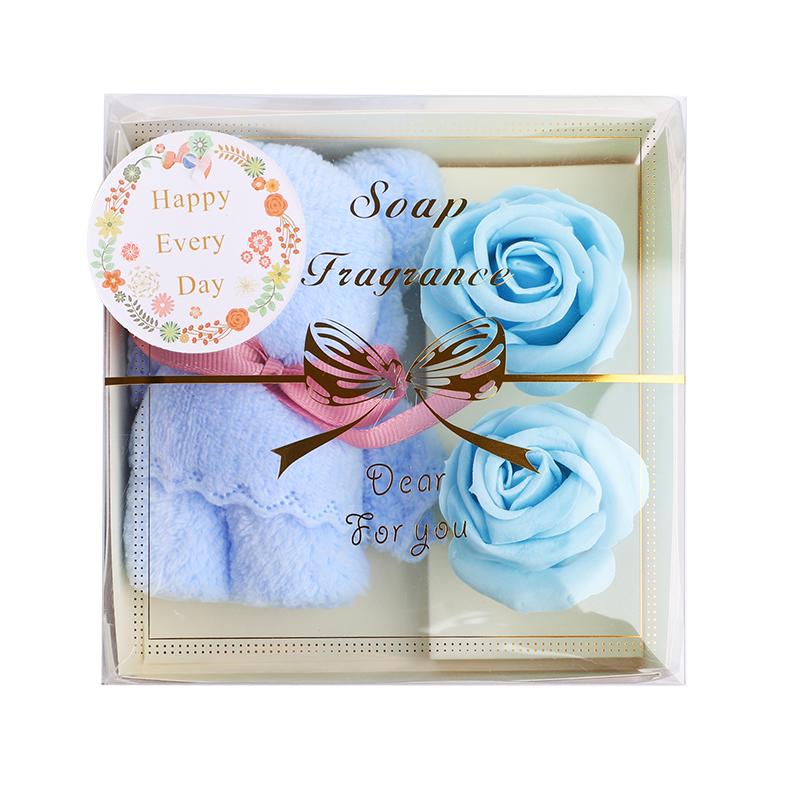 

1Set Towel Bear Soap Flower Gift Box,Valentine s Day,Wedding,Mother s Day Christmas Gift Birthday Party Baby Shower Guest Favors синій