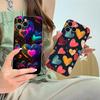 Y2K Glowing Hearts Mobile Phone Case for iPhone 17 16 15 14 13 12 11 X XR XS Air Pro Max Plus Mini Clear Colorful Cover Luxury