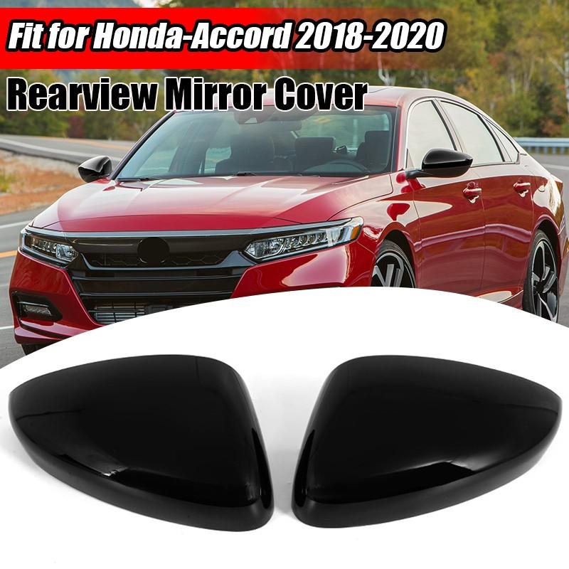 2x FOR 2018-2021 2022 Honda Accord GLOSS BLACK Mirror COVERS CAP W/o Turn Signal
