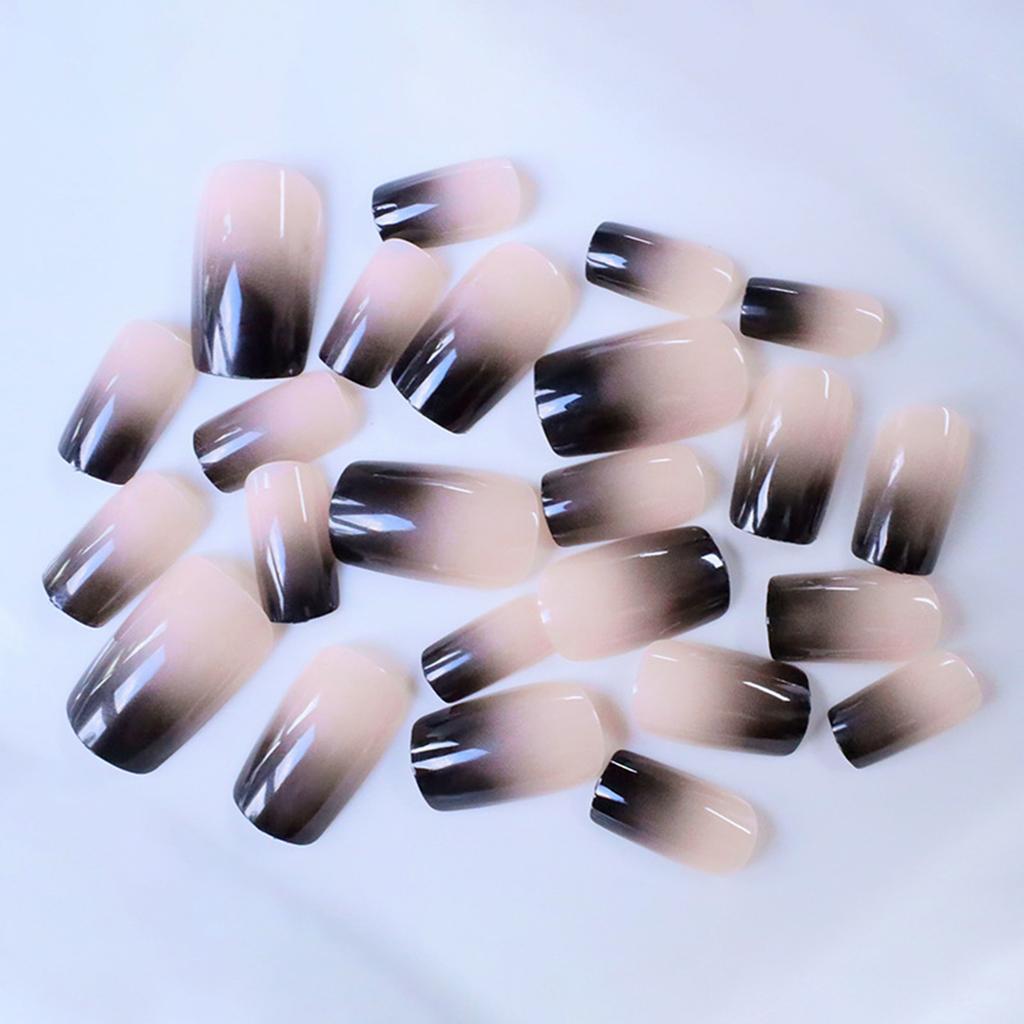 24Pcs Short Artificial Nails Solid Color Gradient White Enhancing Simple Fake Nails for Women Daily Wear Party Use