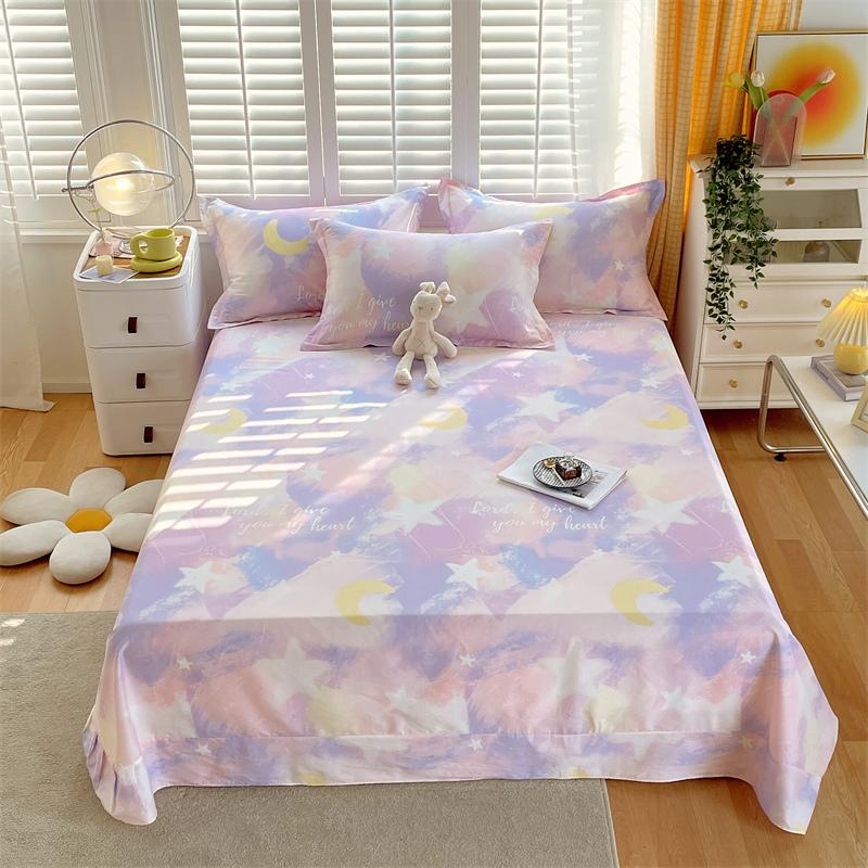 Floral Printed Bed Sheet Set Roses Design Bed Sheets Soft Breathable Fabric Flat Sheet with Pillowcases Queen Size Bedding Set