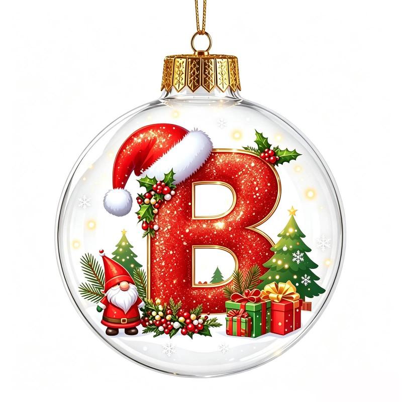 Acrylic 3D Letter Ornament Ball Christmas Tree Decoration Hanging Decor Home Holiday Festive Scene
