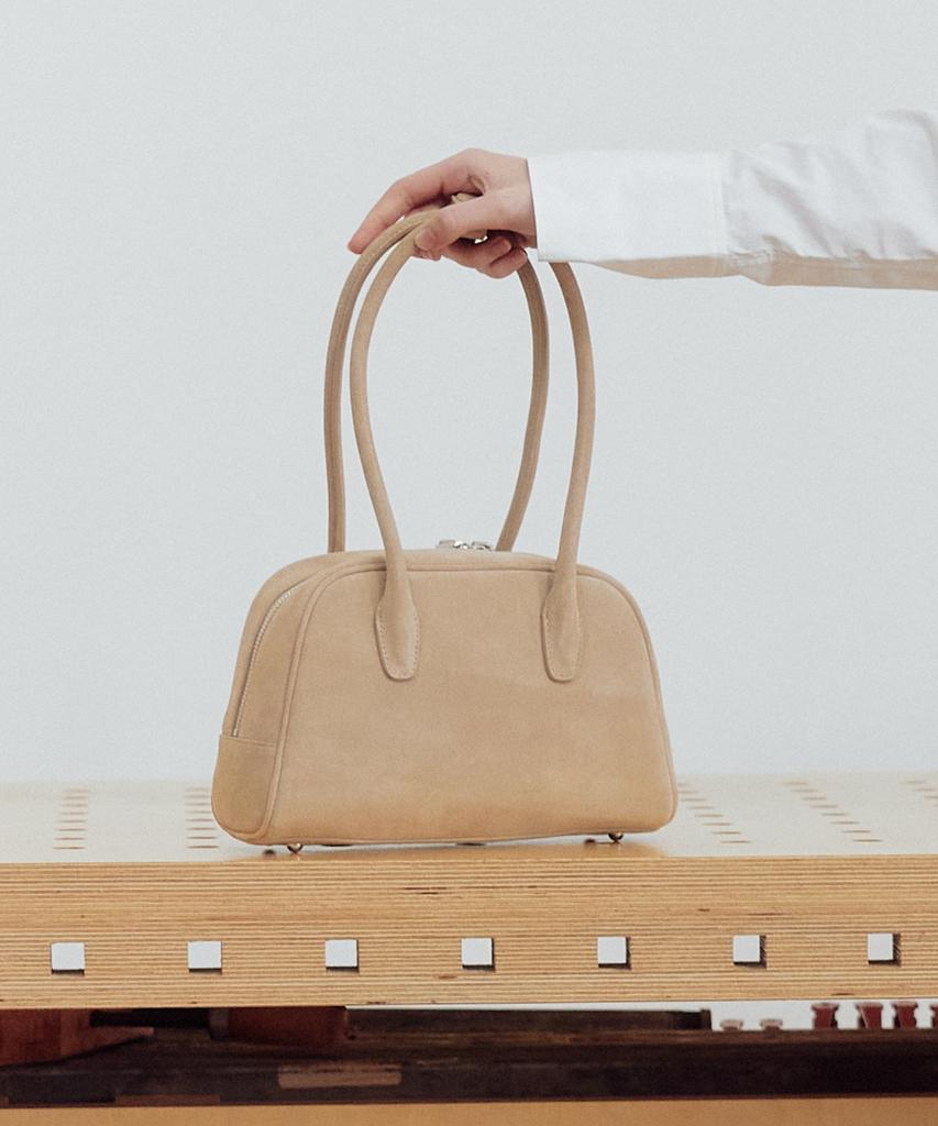 Komorebi Museum B01-S-6 Cow Leather Bowling Bag Small_Suede Beige