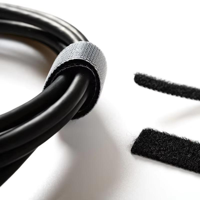 Reusable Black Nylon Hook and Loop Cinch Straps Adjustable Wire Fastener Cable Ties For Household Office Cord ArrangementStoragePinstriping Tape 3