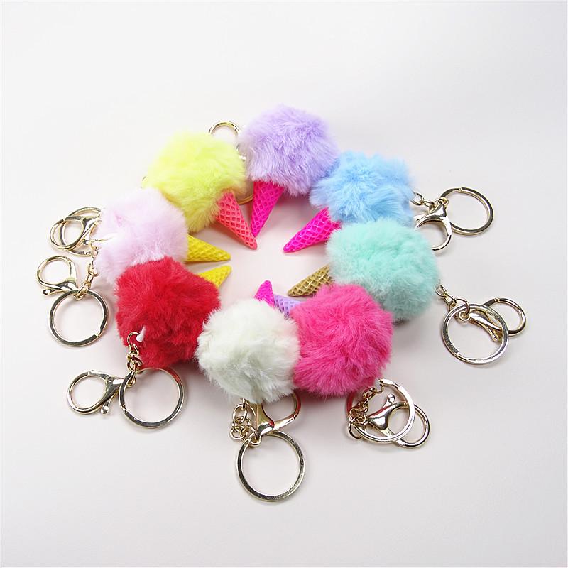 Adorable Ice Cream Cone Keychain Plush Pendant - Creative Cartoon Gift