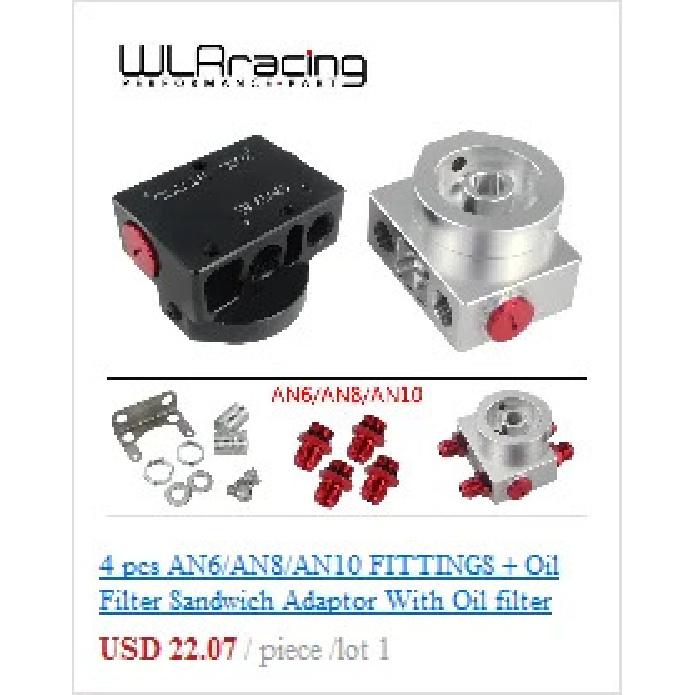 WLR RACING - Universal Aluminum AN10 Sandwich Oil Adapter Filter Cooler Plate Kit With 3/4-16 UNF , M20 X 1.5 Fitting WLR6721