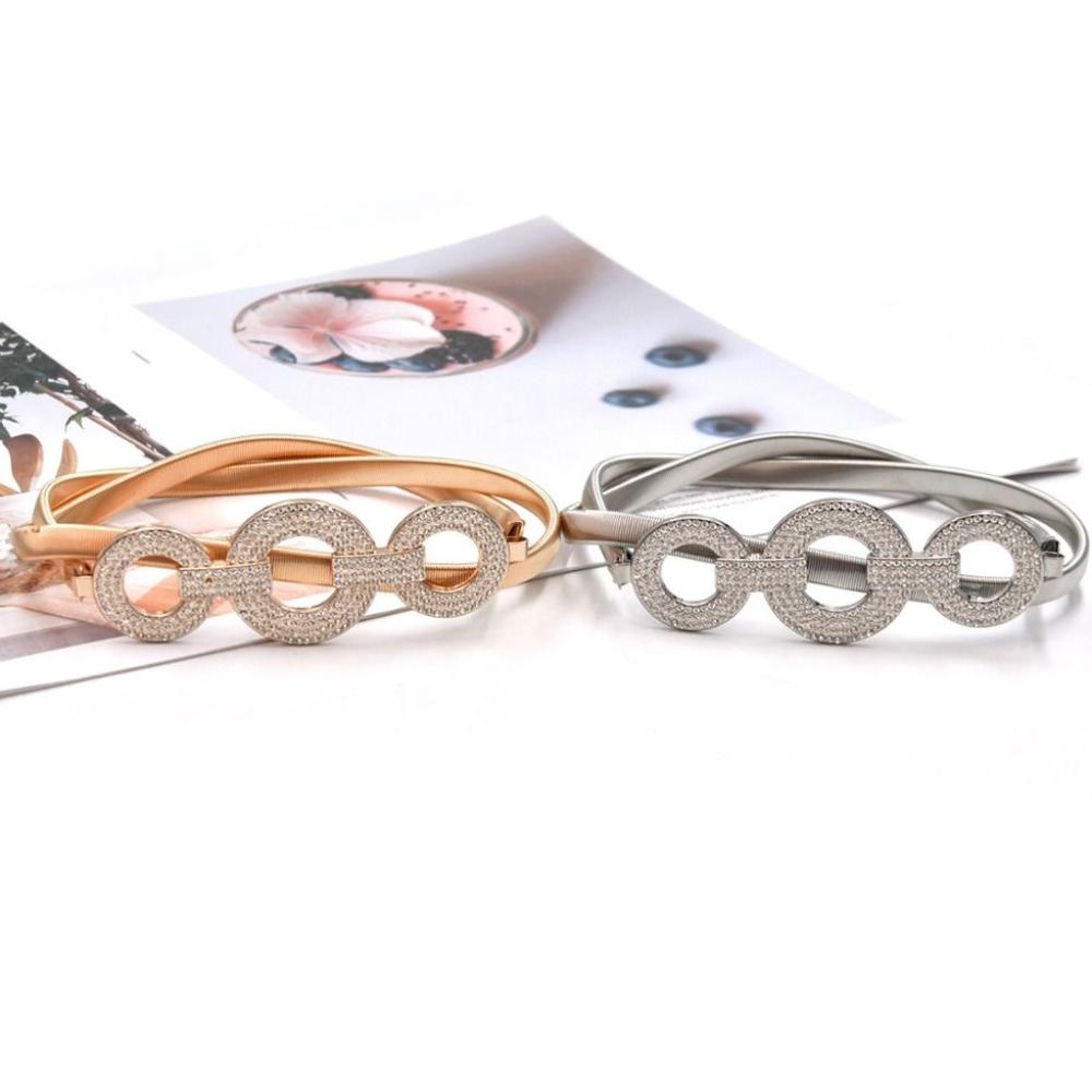 Rhineston Designer Chain Belt Elastic Stretch Waistband Fashion Women Belts  Dress Decoration