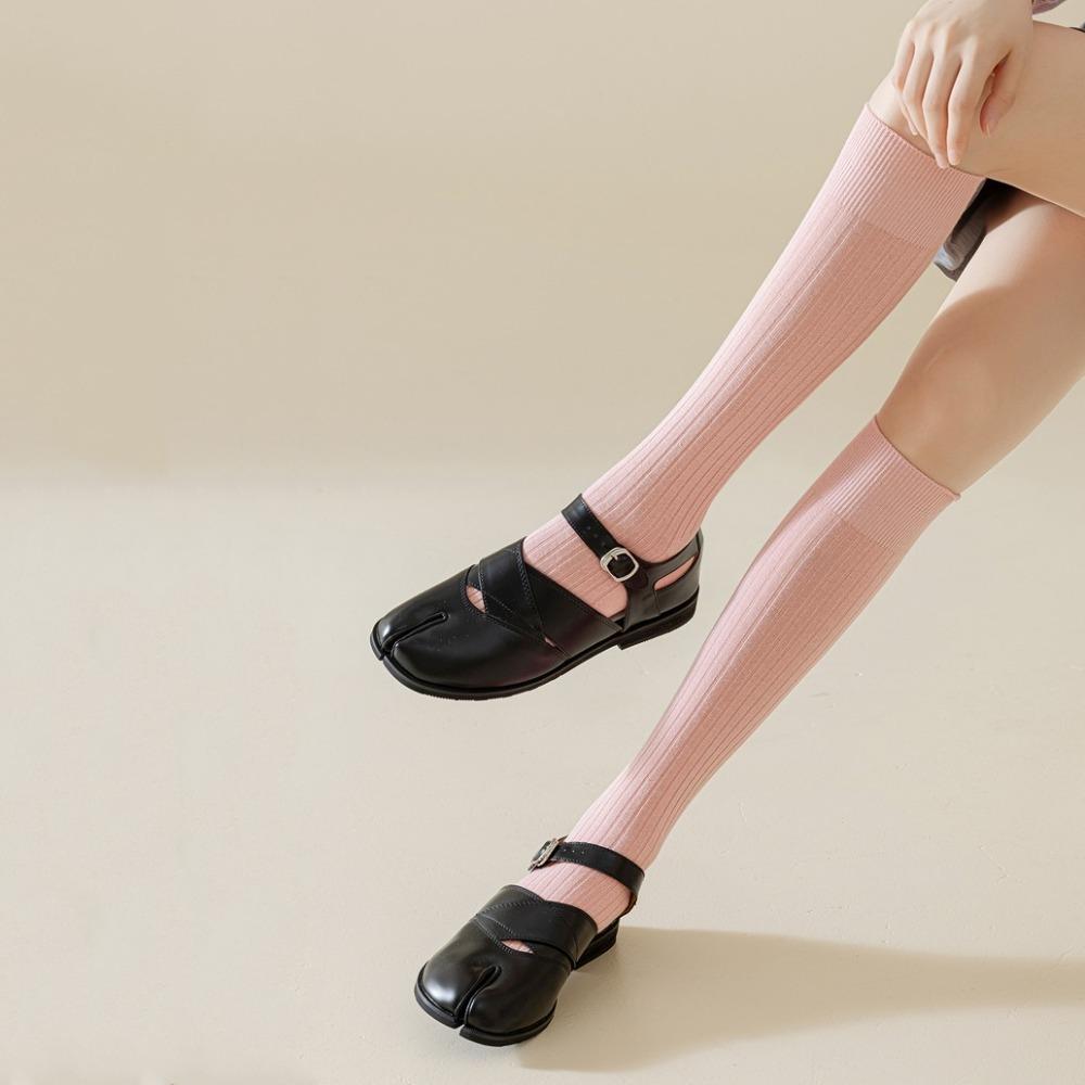 Knitted JK Calf Long Socks Knee High Separate Toe Socks All Match Mid-tube Stocking Women  Lolita