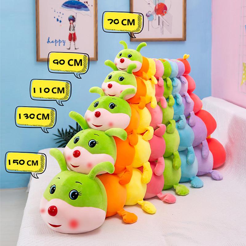 Colorful Inchworm Soft Lovely Caterpillar Pillow Plush stuffed Developmental Baby Toy