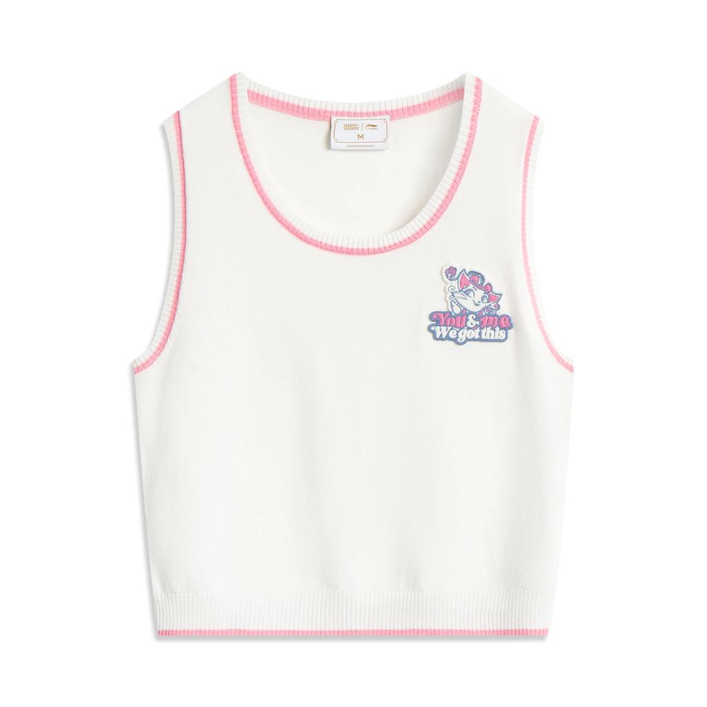Li Ning X League Of Legends Color Block Letter Round Neck Comfortable Breathable Versatile Sleeveless Vest Women Tops Champagne-White AVSV090-1