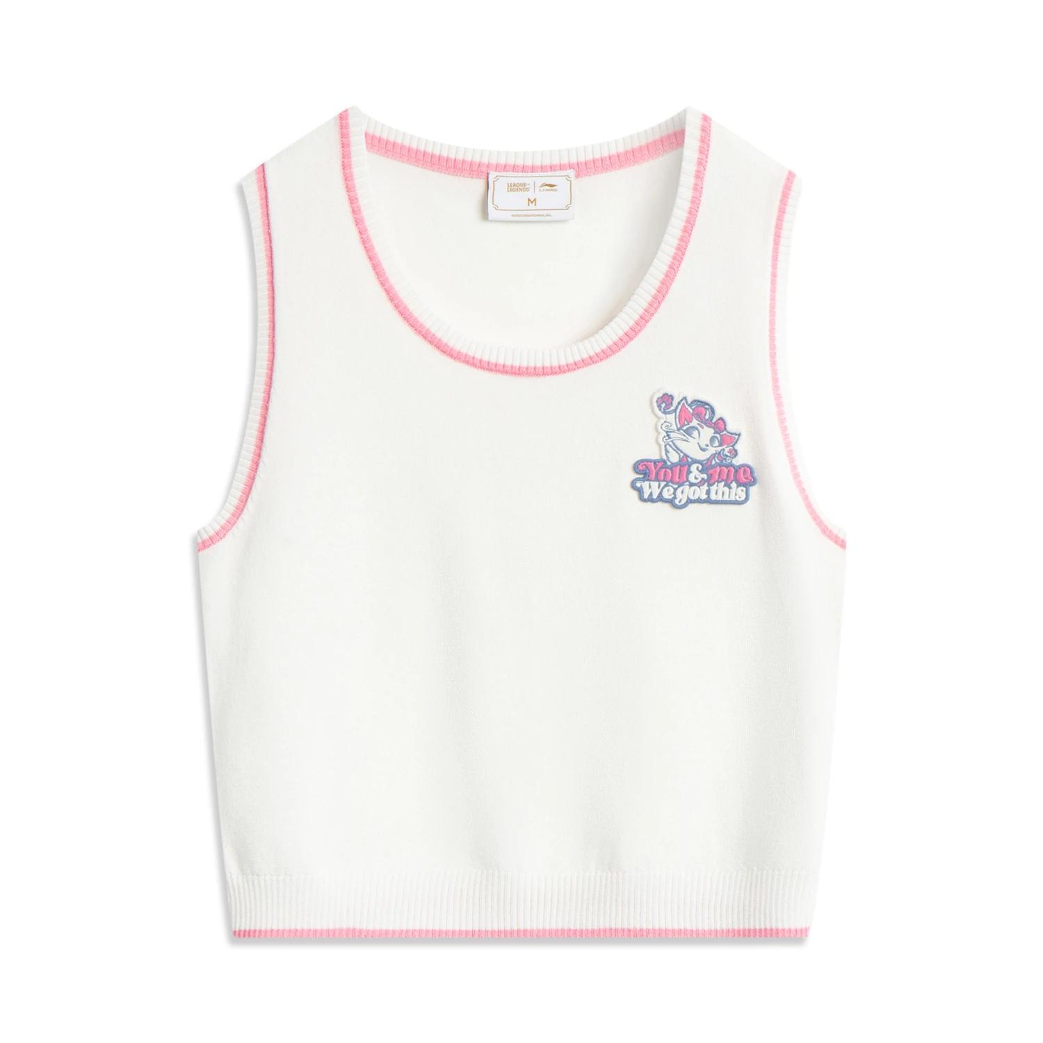 

Li Ning X League Of Legends Цветной блок Буквы Круглый вырез Удобный Дышащий Универсальный Жилет без рукавов Женские топы Шампань-Белый AVSV090-1 L