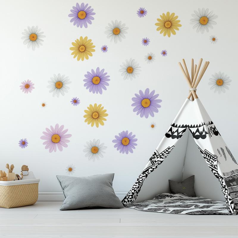 3 Pcs Floral Wheel Trash Can Stickers Self-Adhesive Pvc Decals Daisy Garbage Can Stickers Fridges Home & Wall Decor Weatherproof