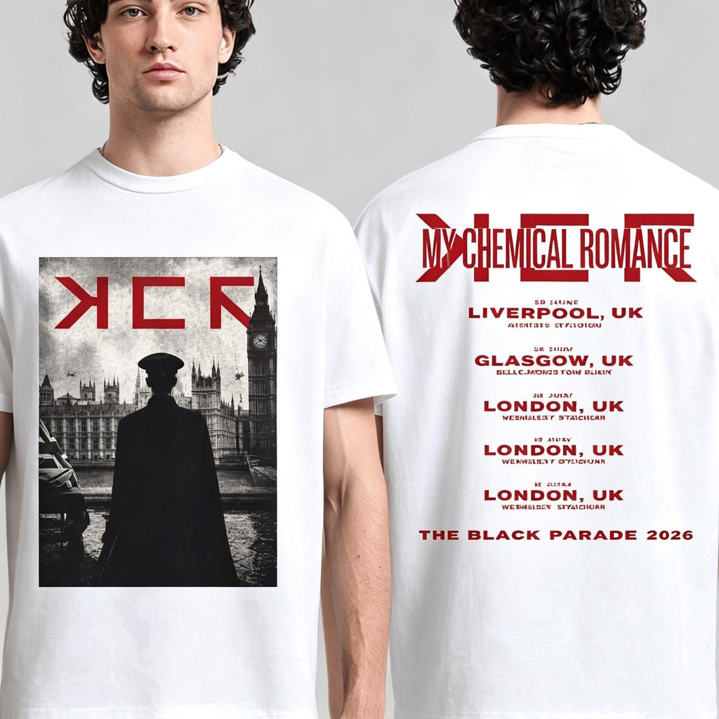 My Chemical RoUnisexce The Black Parade Tour UK New Unisex T Shirt Cotton Unisexs Womens Popula Comfortable Casual