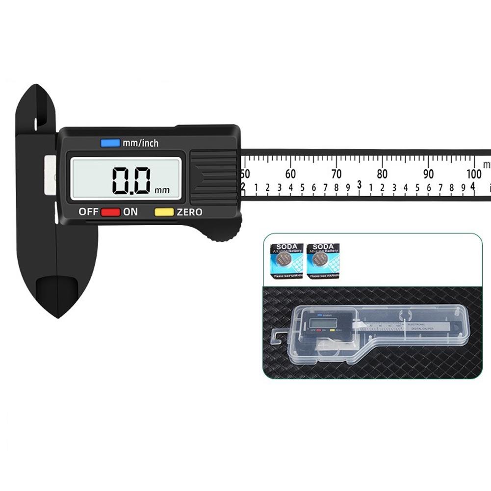 1PCS Plastic Carbon Fiber Digital Caliper 100mm 150mm LCD Display Measuring Tool For Student Jewelry Inside Outside Diameter